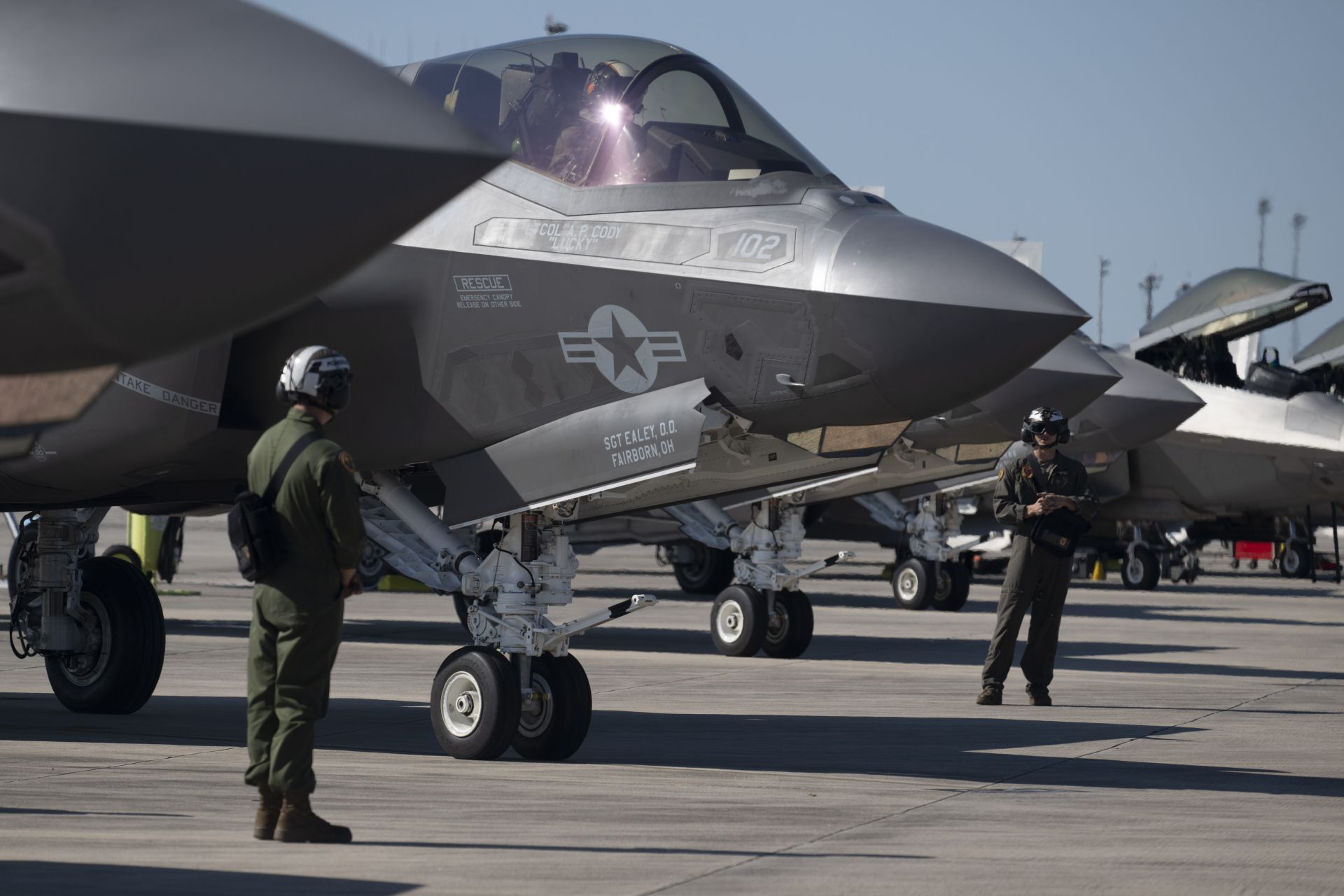  一年2次的「方格棋」空戰聯演，可提升跨軍種聯戰能力。圖為美陸戰隊F-35C戰機。（取自DVIDS網站）