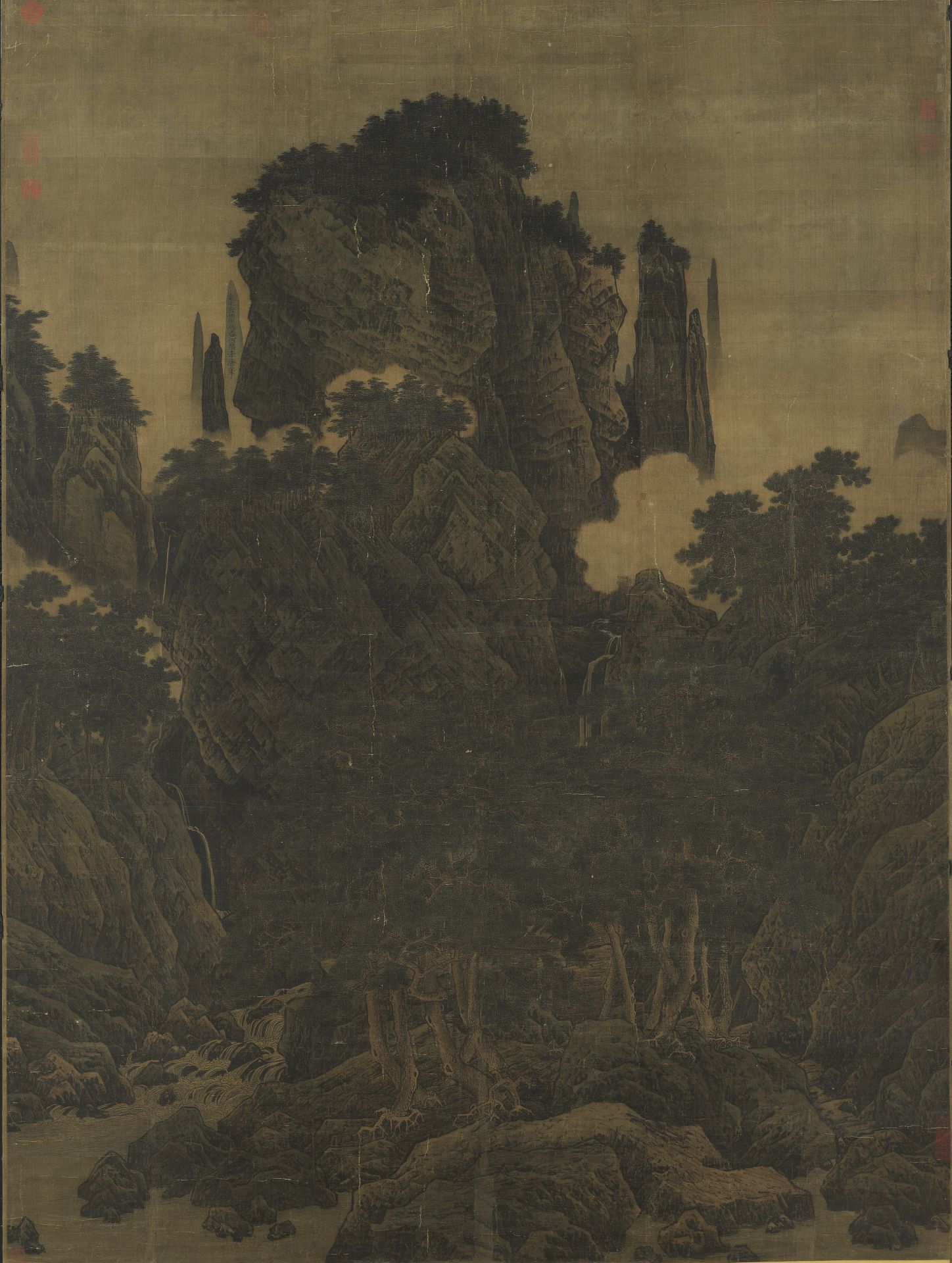 李唐〈萬壑松風圖〉作於1124年，已逾900年。（故宮南院提供）