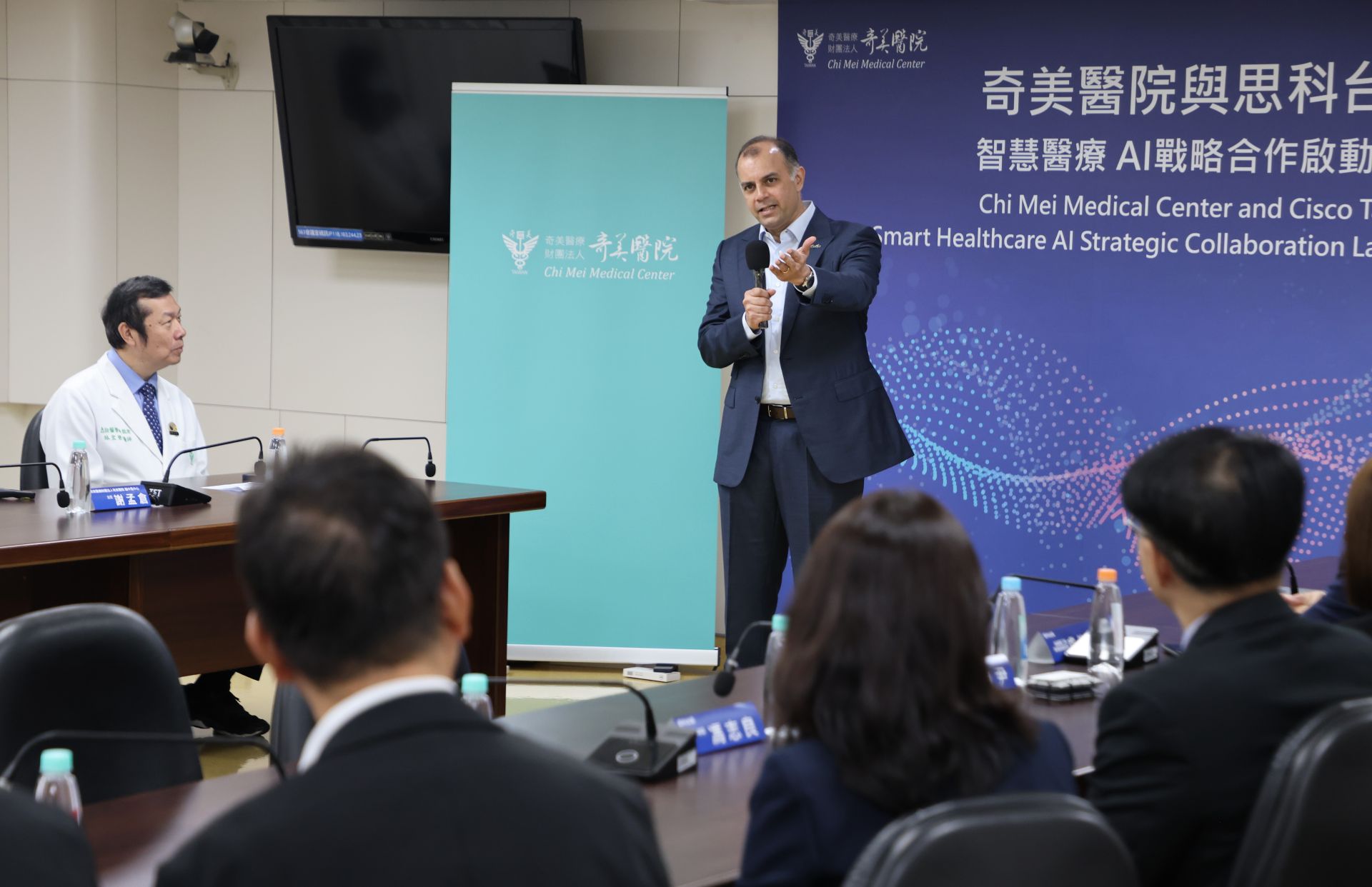 思科全球數位影響力發展辦公室亞太區總監Clarence Barboza肯定此次合作將為臺灣乃至亞太地區的AI智慧醫療發展，樹立一個卓越的標竿。（記者王勇智攝）