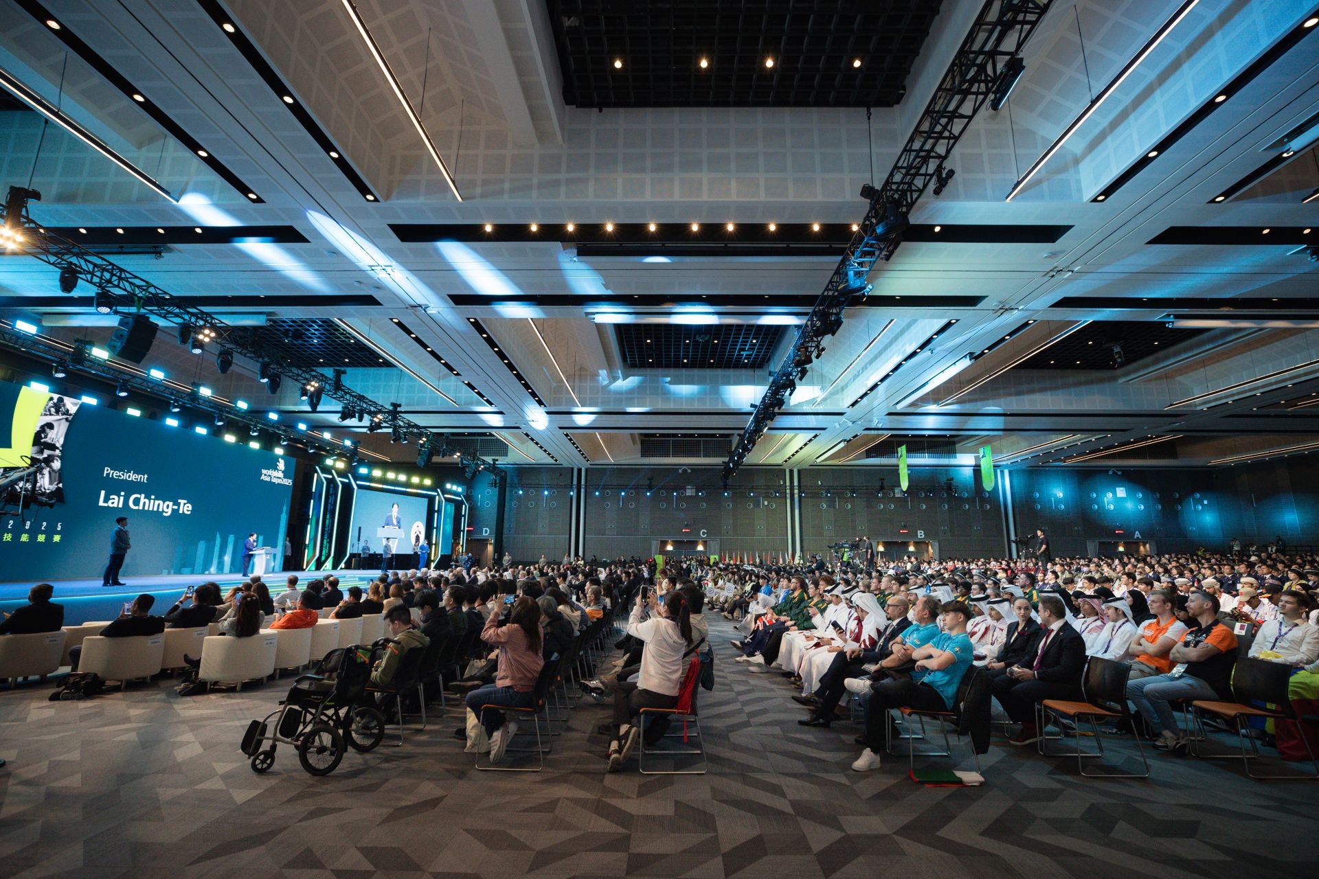 賴總統今日於南港展覽館2館出席「2025亞洲技能競賽開幕典禮」。（總統府提供）
