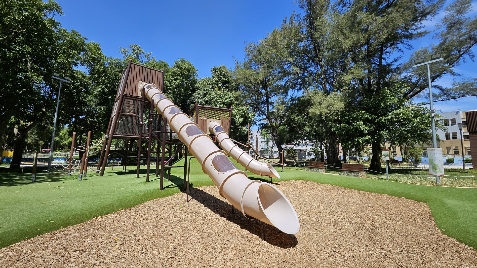 后里森林公園擁有多株原生樹種成林蔭是市民休憩的優良空間。（中市建設局提供）