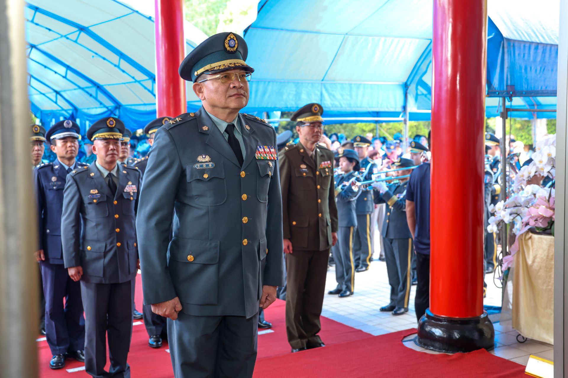第5作戰區指揮官李中將主持秋祭典禮，緬懷先烈勳業精神。（第5作戰區提供）