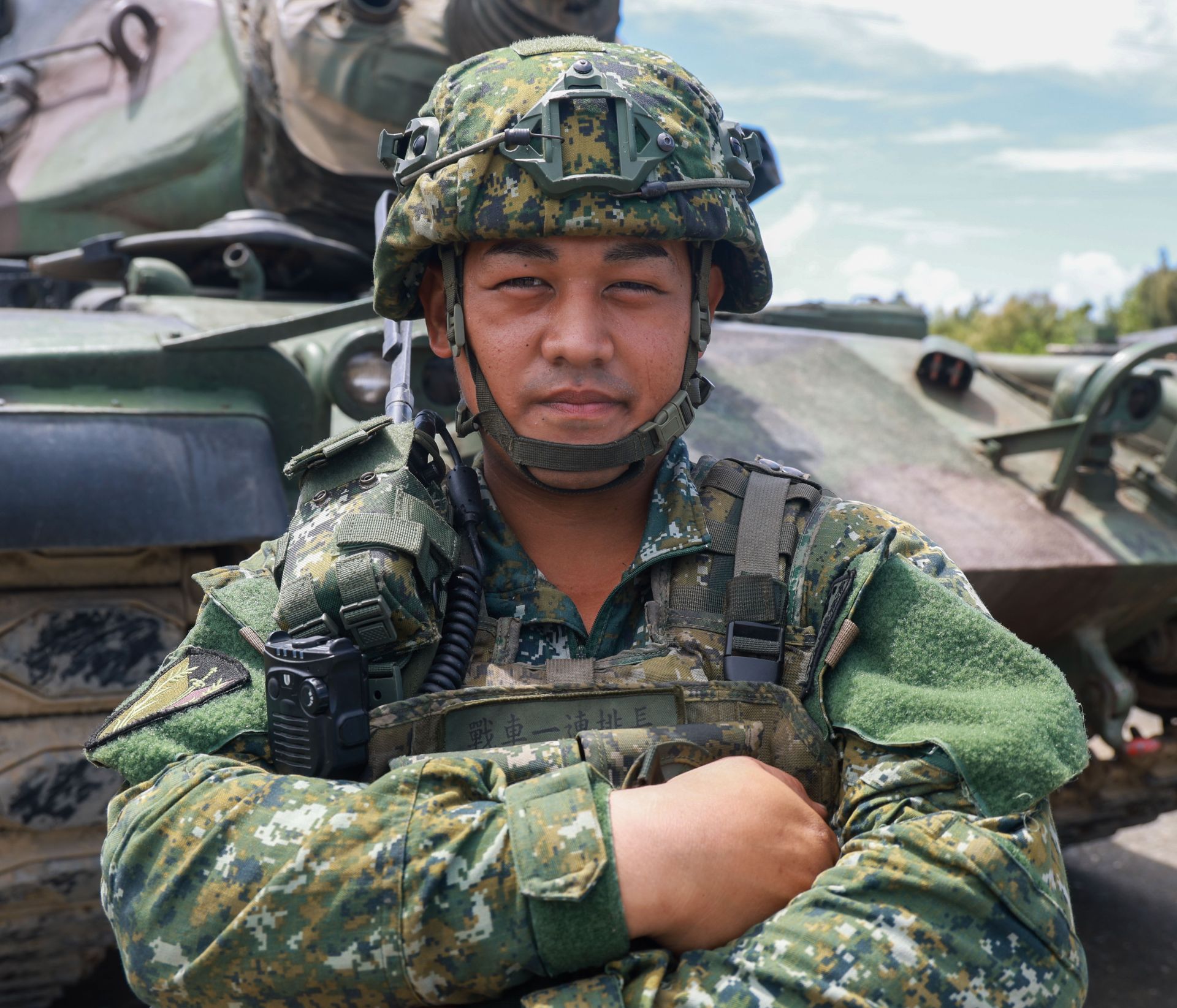 戰1連排長林中尉。（記者葉軒瑜攝）