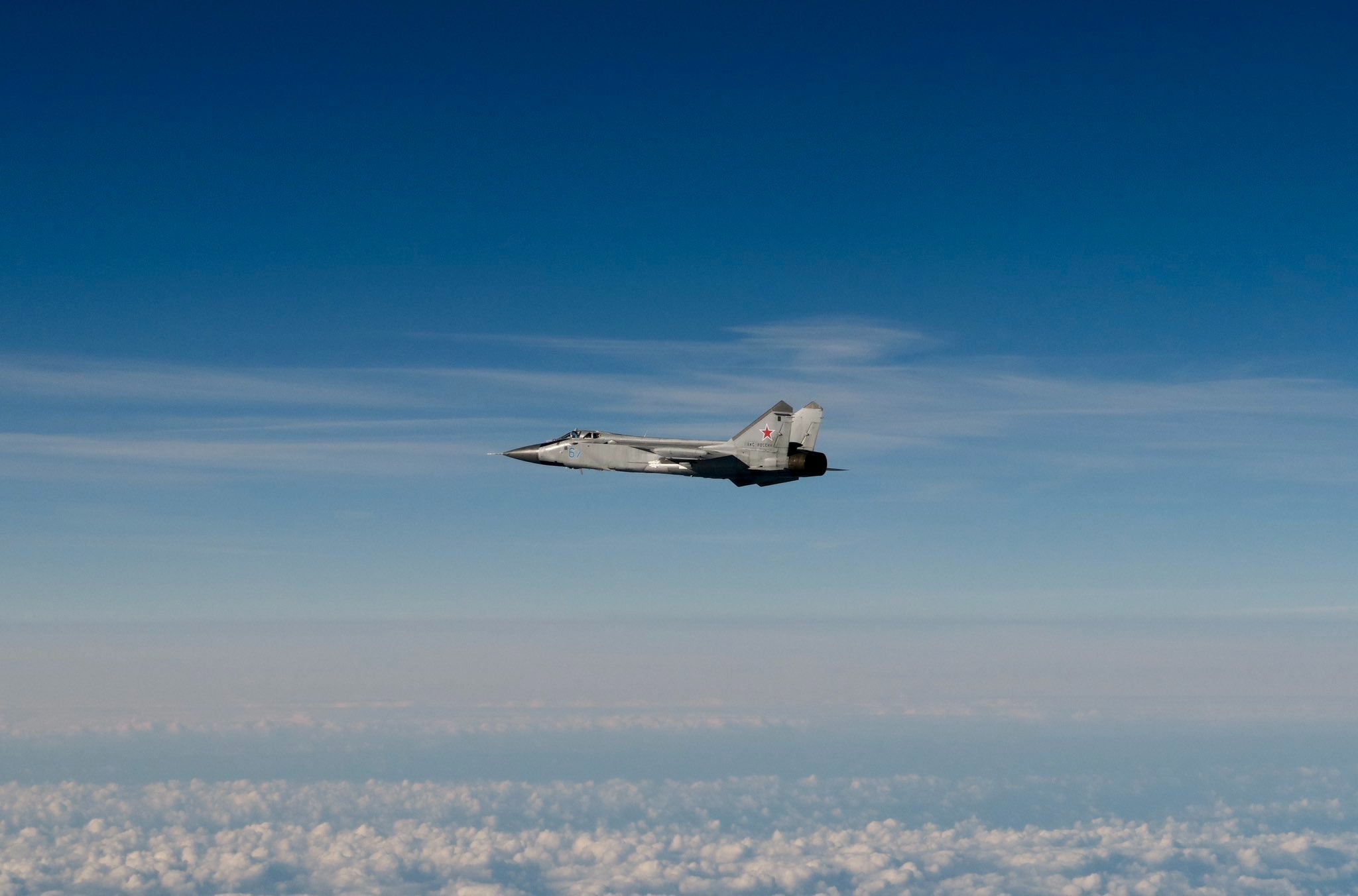  瑞典空軍也參與本次攔截俄軍MiG-31戰機的行動，並公布俄軍影像。（取自瑞典空軍「X」帳號）