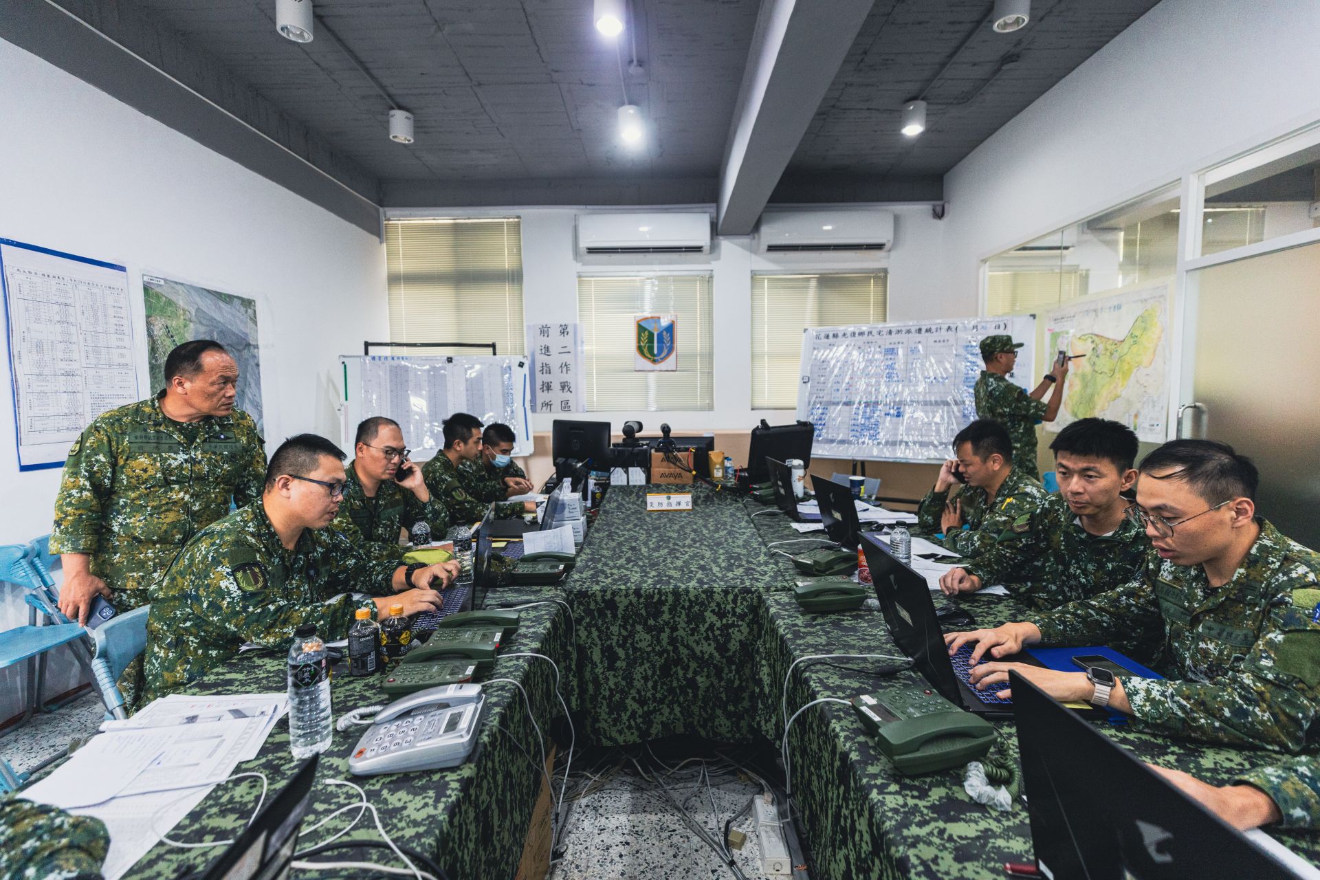 第2作戰區前進指揮所昨日持續依災情回報狀況，統籌兵力運用。（記者謝沛宸攝）