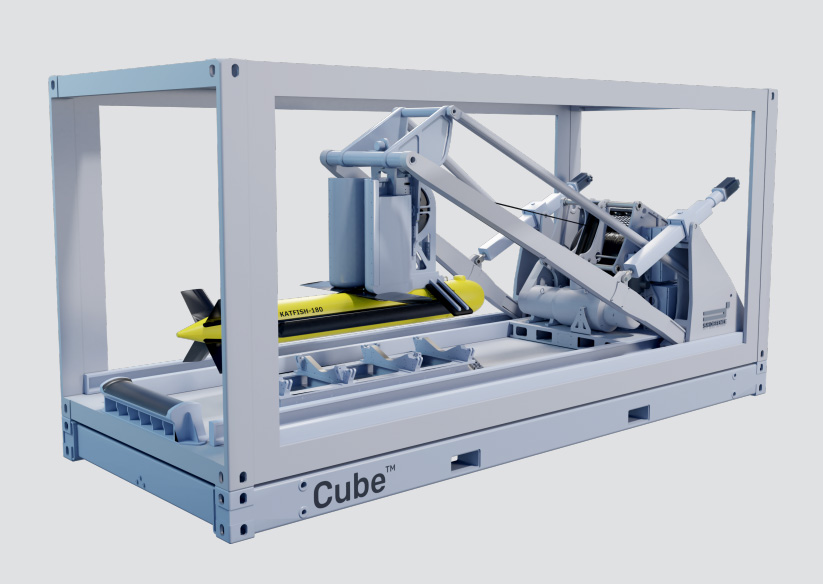 「方塊」模組可搭配水下無人載具收放系統，具備多元裝備特性。（取自SH防衛公司網站）