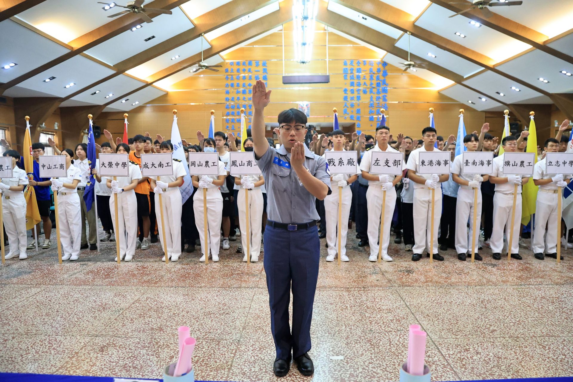 海軍左支部舉辦114年策略聯盟技勤競賽，隆重進行選手宣誓儀式。（記者孫建屏攝）