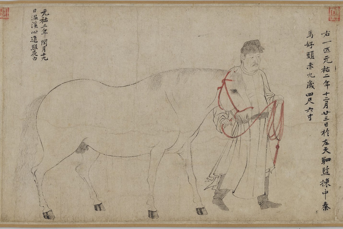 李公麟〈五馬圖〉局部。（日本東京國立博物館藏)