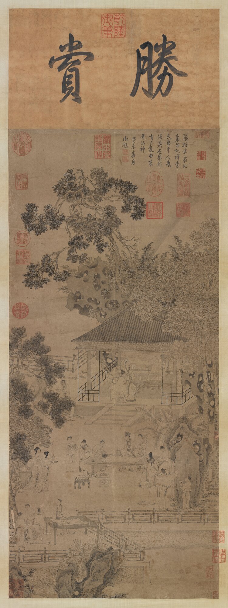 明仇英〈西園雅集〉圖。（故宮提供）