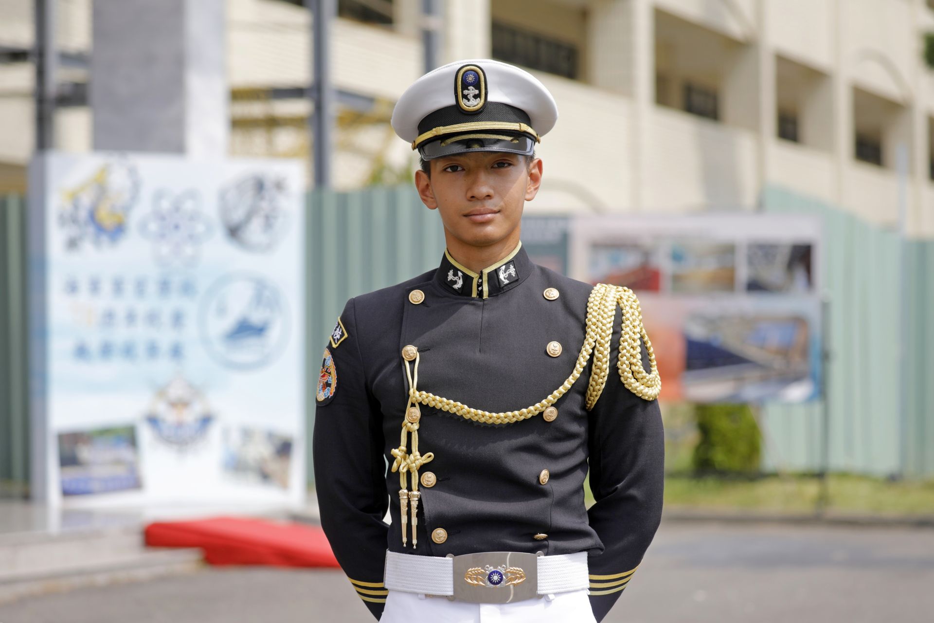 海軍官校正期116年班學生邱灝鼎加入海軍，期許能第一線捍衛海疆。（記者孫建屏攝）