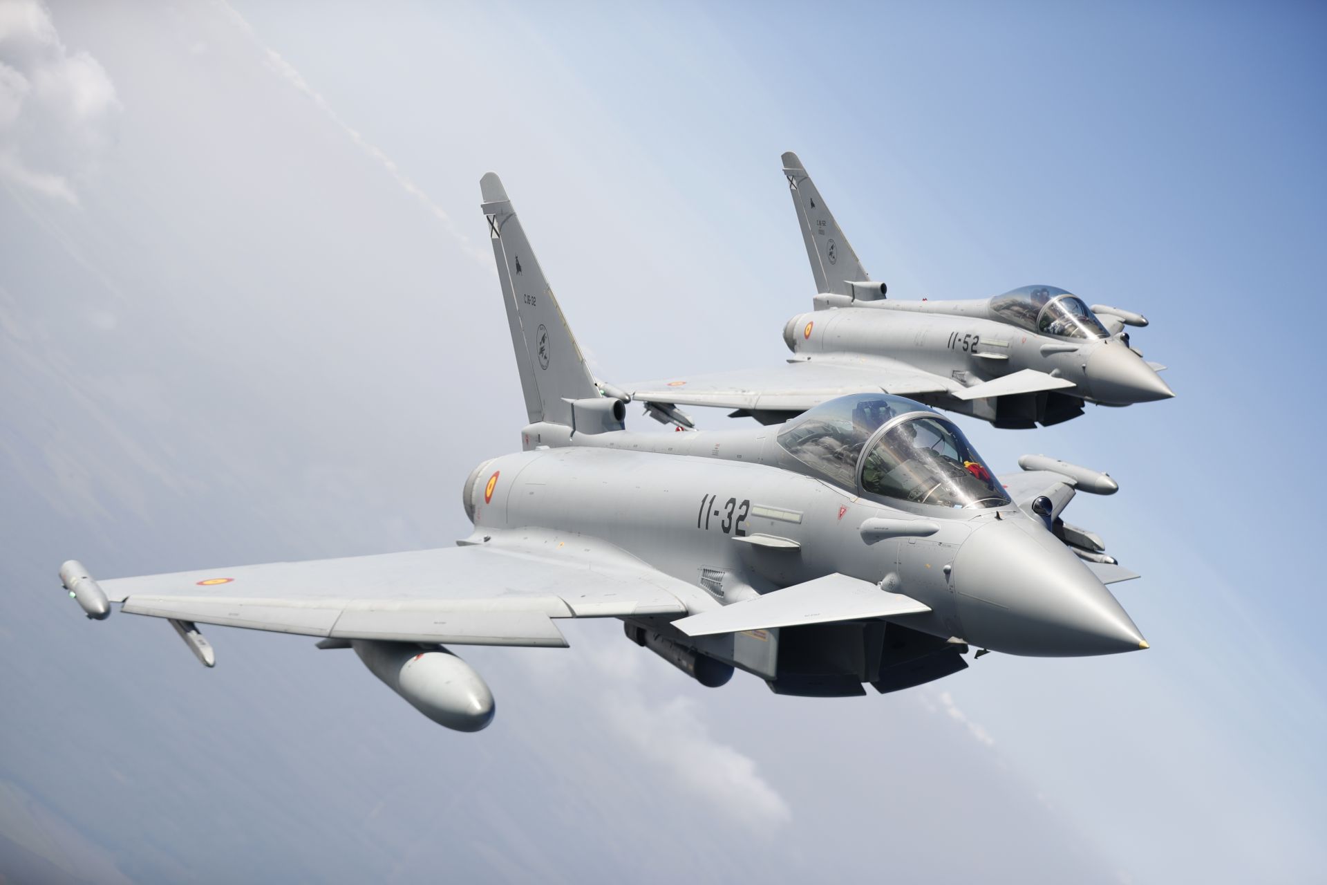 立陶宛領空遭俄機侵犯，西班牙空軍「颱風」戰機隨即升空攔截。（達志影像／歐新社資料照片）