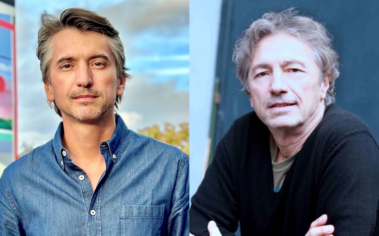 父子檔導演拍姊妹鋼琴家故事《天才琴手》鏡像呼應堪稱一絕（右為父親導演菲迪里克波提、左為兒子導演瓦倫汀波提）。（海鵬影業提供）