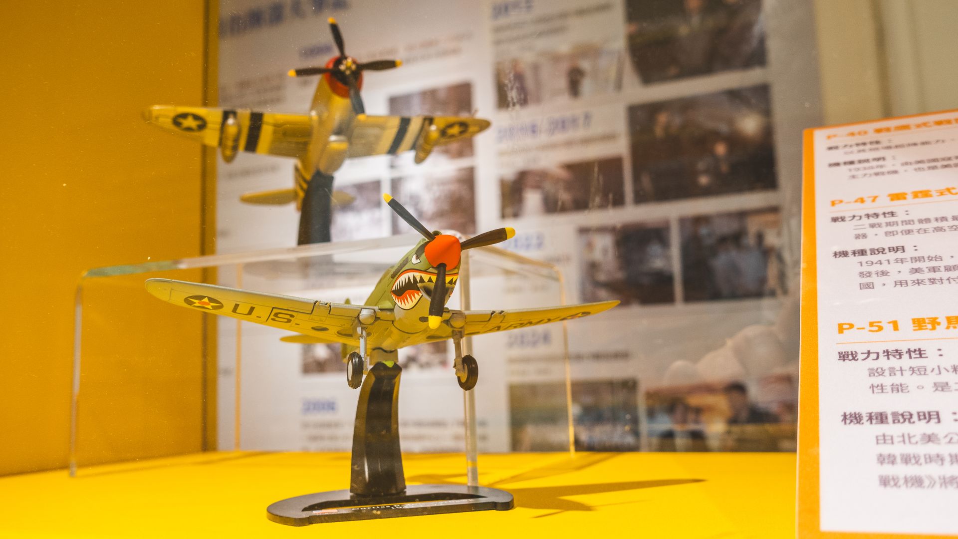 多款軍機模型，重現空軍光榮身影。（記者李采霖攝）