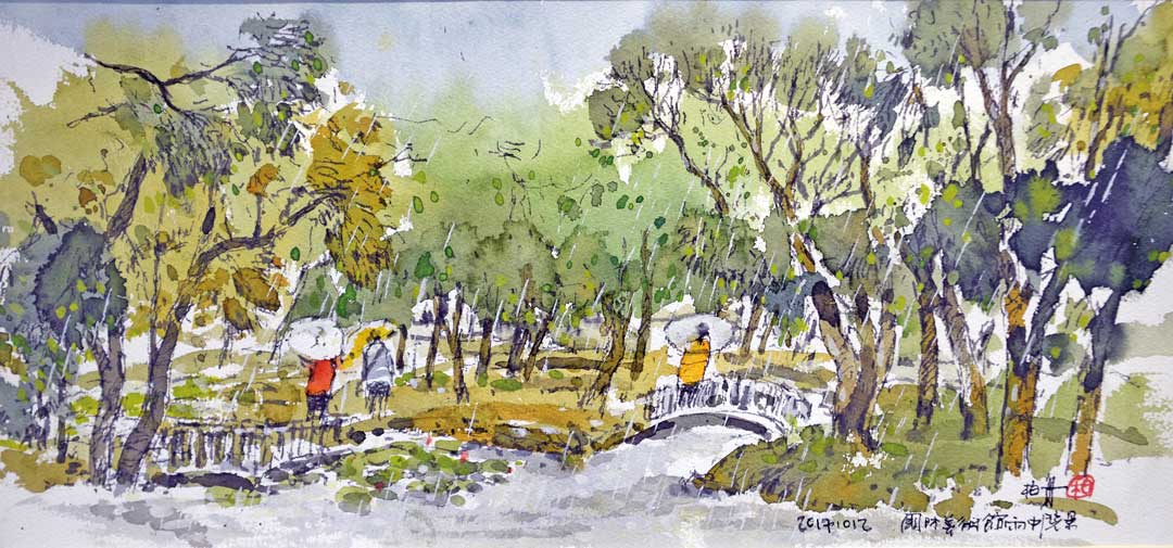 張柏舟教授作品—〈國防美術館‧曉園〉美麗的風貌