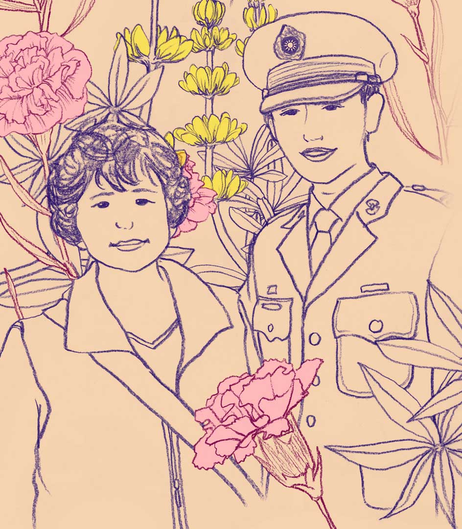 林政翰與母親的素描照。