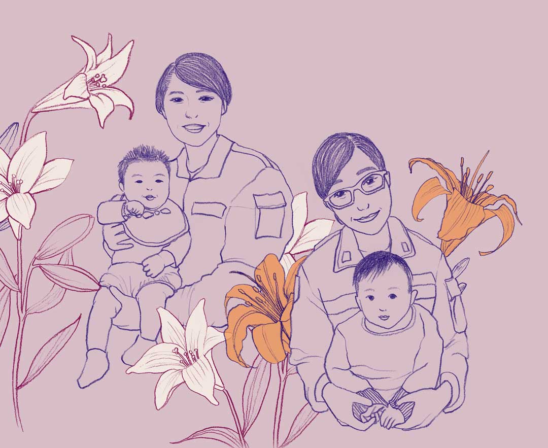 媽媽與孩子的素描照(左9.邱祈鈞 右10.朱翌晴)