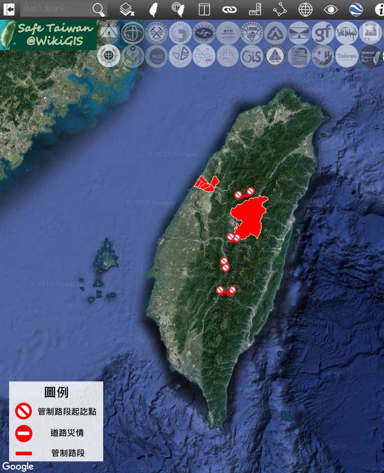 民眾可以透過SafeTaiwan平台，得知地震、颱風、強降雨、公路通阻等災害即時資訊，進行自我風險管理。(系統畫面取自交通部公路總局安全臺灣網站)