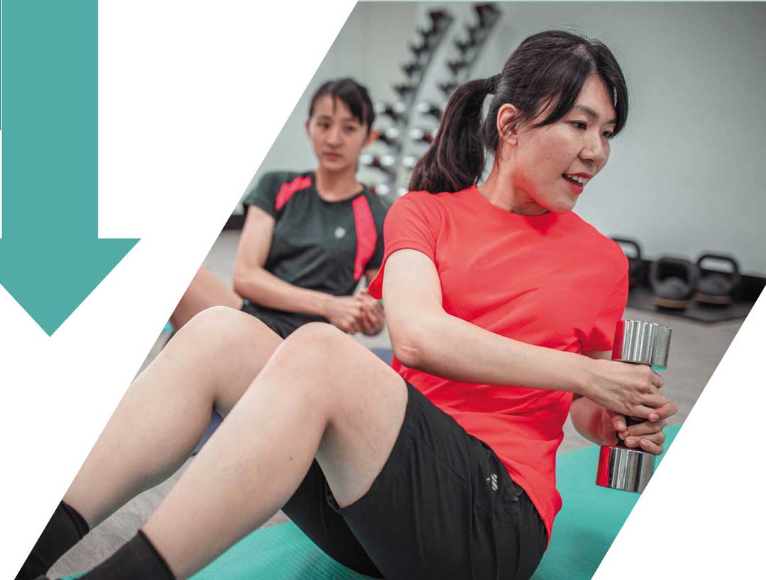 趙社長表示，TABATA訓練內容針對身體腿部、臀部及上腹等各部位，每天排定不同的訓練方式。