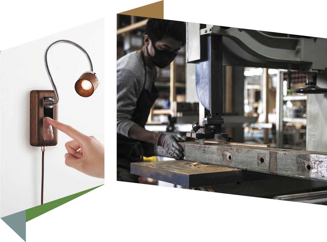 台電公司將發電過程中產生的廢棄物，結合循環經濟理念與創新工藝精神，轉變大家對資源與廢棄物的認知。左圖為Whims E010 閱讀燈。