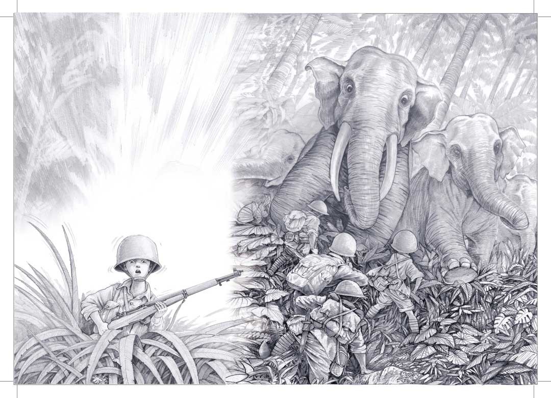 少年兵無意中發現被日軍遺棄的運輸象，開啟了生死相依的戰友情誼。