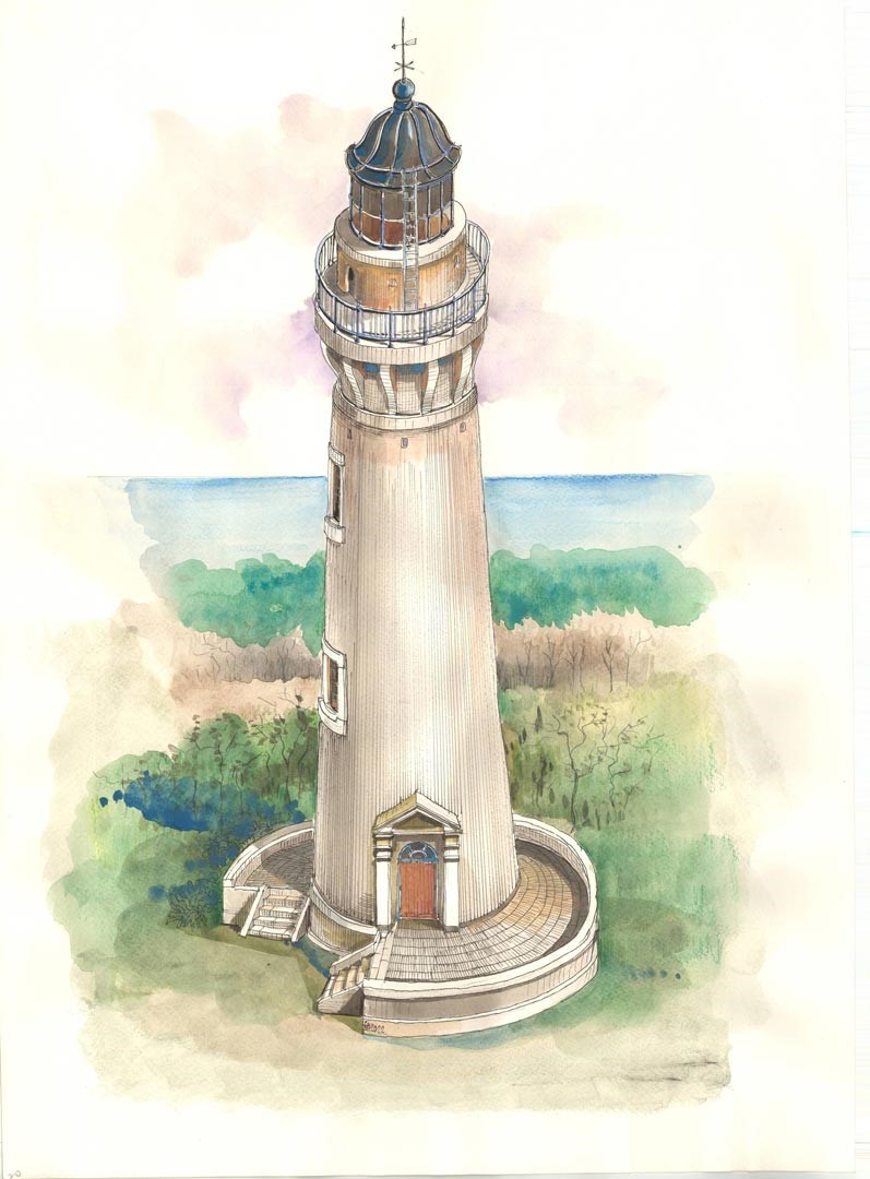 桃園白沙岬燈塔外觀圖。