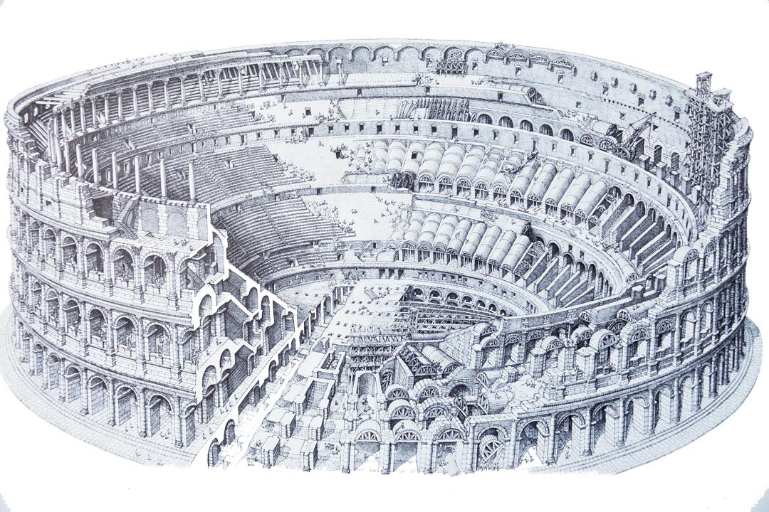 博物館根據考古資料，藉由圖畫和模型剖面，讓現代人可以得知當時競技場的外觀形式。