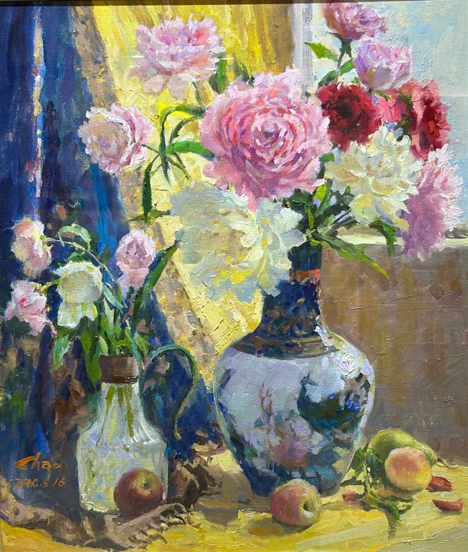 牡丹富貴／油畫